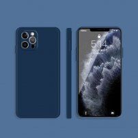 Ochronne etui silikonowe z prostymi krawędziami do iPhone 12 Pro - niebieskie