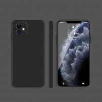 Ochronne etui silikonowe z prostymi krawędziami do iPhone 12 - czarny