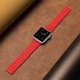 Skórzany pasek magnetyczny do Apple Watch 42mm / 41mm / 40mm / 38mm - czerwony