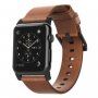 Nomad Horween Modern pasek skórzany do Apple Watch Ultra 49mm / 46mm / 45mm / 44mm / 42mm - brązowy z czarnym zapięciem