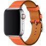 Pasek skórzany dla Apple Watch Ultra 49mm / 46mm / 45mm / 44mm / 42mm - pomarańczowy