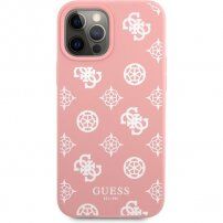 Guess Liquid Silicone White Peony etui do iPhone 12 Pro Max - różowy