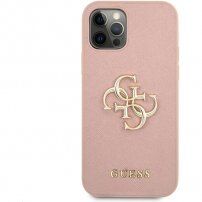 Guess Saffiano Big 4G Metal Logo etui do iPhone 12 Pro Max - różowy