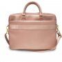 Guess Saffiano Vintage Script torba dla MacBook do 16" - różowo-złoty