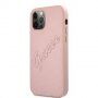 Guess Saffiano Vintage Script etui do iPhone 12 Pro Max - różowo-złoty