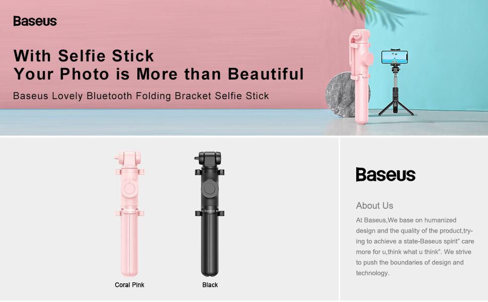 Baseus Lovely bluetooth kijek do selfie z trójnogiem do iPhone - czarna