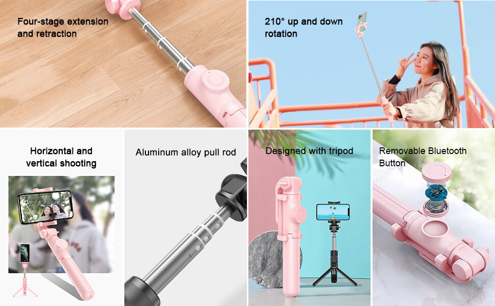 Baseus Lovely bluetooth kijek do selfie z trójnogiem do iPhone - czarna