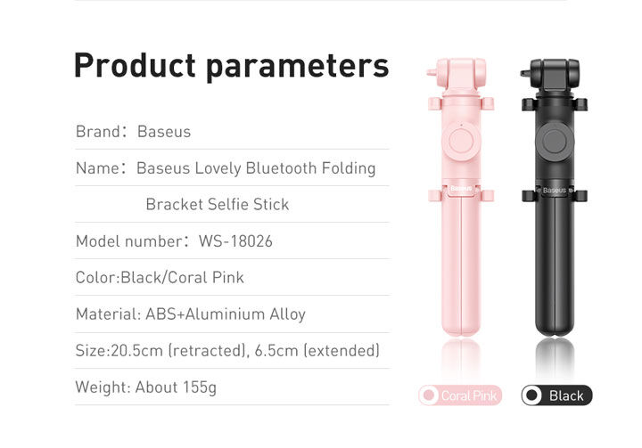 Baseus Lovely bluetooth kijek do selfie z trójnogiem do iPhone - czarna