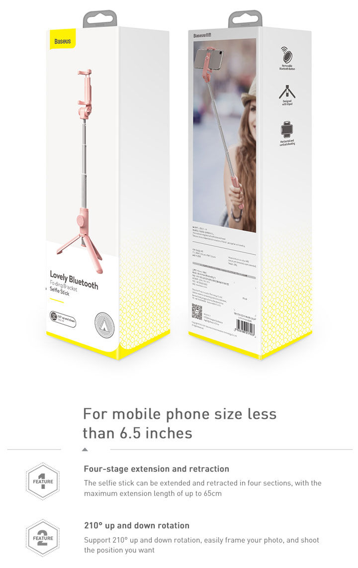 Baseus Lovely bluetooth kijek do selfie z trójnogiem do iPhone - czarna Baseus Lovely bluetooth kijek do selfie z trójnogiem do iPhone - czarna