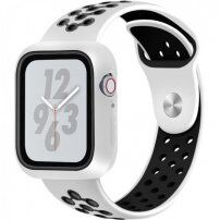 Etui ochronne z silikonowym paskiem do Apple Watch 40 mm - biało-czarne
