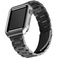 Etui metalowe z paskiem do Apple Watch 42mm / 41mm / 40mm / 38mm - czarne
