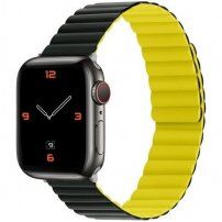 Silikonowy pasek magnetyczny do Apple Watch 42mm / 41mm / 40mm / 38mm - czarno-żółty