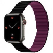 Silikonowy pasek magnetyczny do Apple Watch 42mm / 41mm / 40mm / 38mm - czarno-ciemnopurpurowy