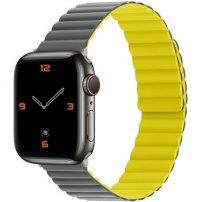 Silikonowy pasek magnetyczny do Apple Watch 42mm / 41mm / 40mm / 38mm - szaro-żółty