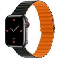 Silikonowy pasek magnetyczny do Apple Watch 42mm / 41mm / 40mm / 38mm - czarno-pomarańczowe
