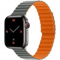 Silikonowy pasek magnetyczny do Apple Watch 42mm / 41mm / 40mm / 38mm - szaro-pomarańczowe