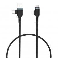 Wiwu 4w1 kabel pleciony do transmisji danych i ładowania USB-A / USB-C / Lightning dla iPhone / iPad / iPod / AirPods - 1,2 m - czarny