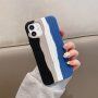 Silikonowe etui z plecionym wzorem do iPhone 12 Pro Max - niebiesko-czarne