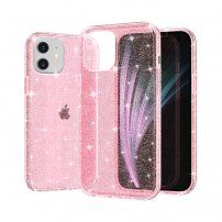 Etui przezroczyste z cekinami do iPhone 12 / 12 Pro - różowy