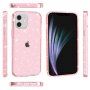 Etui przezroczyste z cekinami do iPhone 12 / 12 Pro - różowy