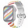Przeplatany silikonowy pasek do Apple Watch 42mm / 41mm / 40mm / 38mm - biały-tęcza