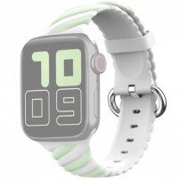 Przeplatany silikonowy pasek do Apple Watch Ultra 49mm / 46mm / 45mm / 44mm / 42mm - biało-zielona