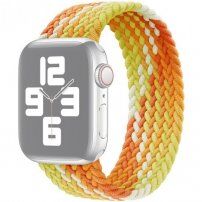 Nylonowy pasek z kolorowym wzorem warkocza do Apple Watch 42mm / 41mm / 40mm / 38mm - XS - żółto-pomarańczowy