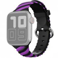 Przeplatany silikonowy pasek do Apple Watch 42mm / 41mm / 40mm / 38mm - czarno-fioletowy
