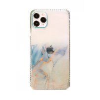 Przezroczyste etui odporne na wstrząsy ze wzorem marmuru do iPhone 12 / 12 Pro - jasnoniebieski