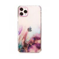 Przezroczyste etui odporne na wstrząsy ze wzorem marmuru do iPhone 12 / 12 Pro - fioletowy
