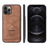 Taokkim etui ochronne ze skóry PU z kieszenią w stylu retro do iPhone 12 Pro Max - brązowe