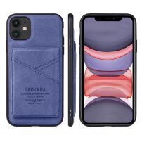 Taokkim etui ochronne ze skóry PU z kieszenią w stylu retro do iPhone 11 Pro - niebieskie