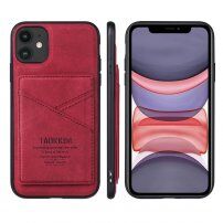 Taokkim etui ochronne ze skóry PU z kieszenią w stylu retro do iPhone 11 Pro Max - czerwony