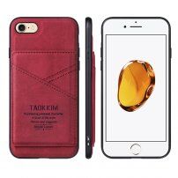 Taokkim etui ochronne ze skóry PU z kieszenią w stylu retro do iPhone 6 Plus / 6S Plus - czerwony