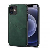 Etui ochronne z kieszenią i skórą PU do iPhone 12 / 12 Pro - zielone