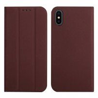 Magnetyczny pokrowiec flip do iPhone X / XS - brązowy