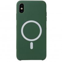 Etui silikonowe ze wsparciem Magsafe ładowania do iPhone X / XS - ciemnozielony