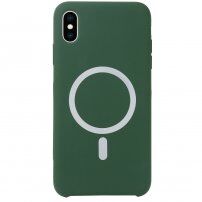 Etui silikonowe ze wsparciem Magsafe ładowania do iPhone XS Max - ciemnozielony