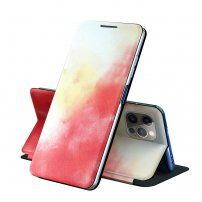 Pokrowiec flip ochronny z akwarelowym wzorem do iPhone 13 - czerwony