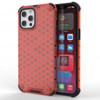 Etui ze strukturą plastra miodu dla iPhone 13 Pro - czerwony