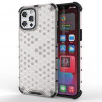 Etui ze strukturą plastra miodu dla iPhone 13 Pro - biały