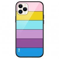 NXE wielokolorowe etui ze szklanym tyłem do iPhone 13 Pro - pastelowy