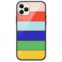 NXE wielokolorowe etui ze szklanym tyłem do iPhone 13 Pro Max - ciemna tęcza