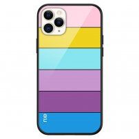 NXE wielokolorowe etui ze szklanym tyłem do iPhone 13 Pro Max - pastelowy