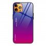 Etui ze szklaną częścią tylną dla iPhone 13 Pro Max - niebieska fuksja