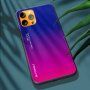 Etui ze szklaną częścią tylną dla iPhone 13 Pro Max - niebieska fuksja
