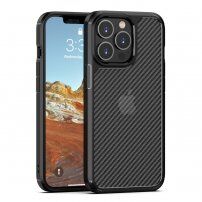 Półprzezroczyste etui ze wzorem włókien karbonowych do iPhone 13 Pro - czarny