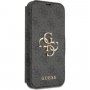 Guess 4G Metal Logo pokrowiec flip do iPhone 13 Pro - szare