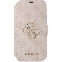 Guess 4G Metal Logo pokrowiec flip do iPhone 13 - różowe