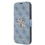 Guess 4G Metal Logo pokrowiec flip do iPhone 13 - niebieskie